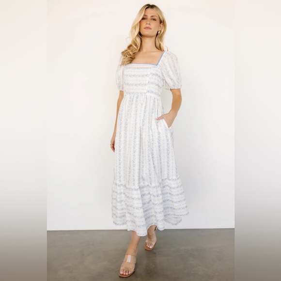 Baltic Born Dresses & Skirts - Baltic Born Cream Puff Sleeve Midi Dress